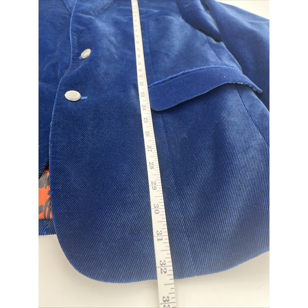 Robert Graham Luxury Cobalt Blue Velvet Corduroy Blazer Sports Coat Cotton Sz 42 - Picture 11 of 13
